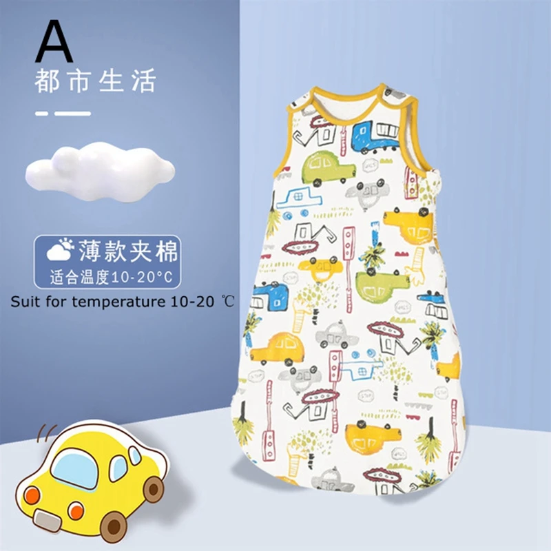 Baby Vest Sleeping Bag Spring And Autumn Quilted Children Mushroom Pajamas Baby Anti-kick Quilt Sleeping Bag (5)