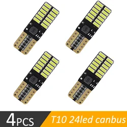 4 pces t10 lâmpada led canbus 5w5 carro w5w conduziu a luz do sinal 12v 6000k luzes da placa de licença 4014 24smd lâmpada tronco branco audi 2012 5w