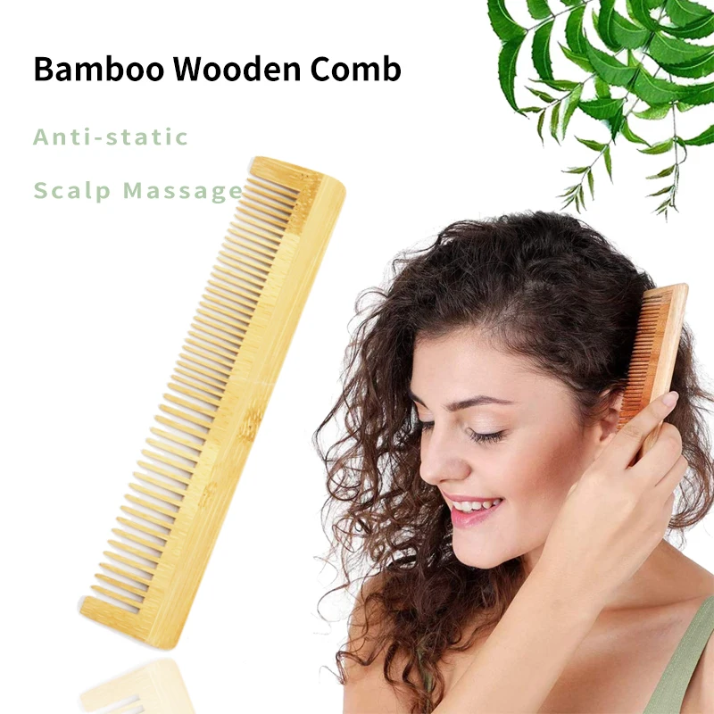 

Custom logo High Quality Bamboo Hair Comb Durable Anti Static Scalp Hair Care Healthy Wooden Comb Gift