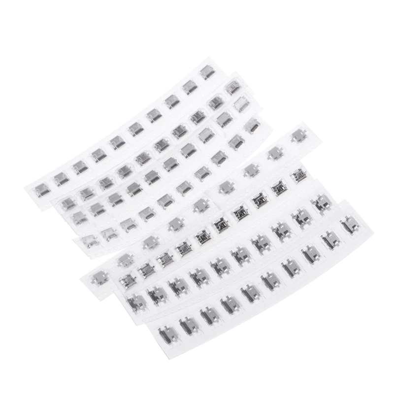 

80 Pcs Micro USB Female Socket Jack 5Pin 8 Models Solder Mount SMD Connector WXTC