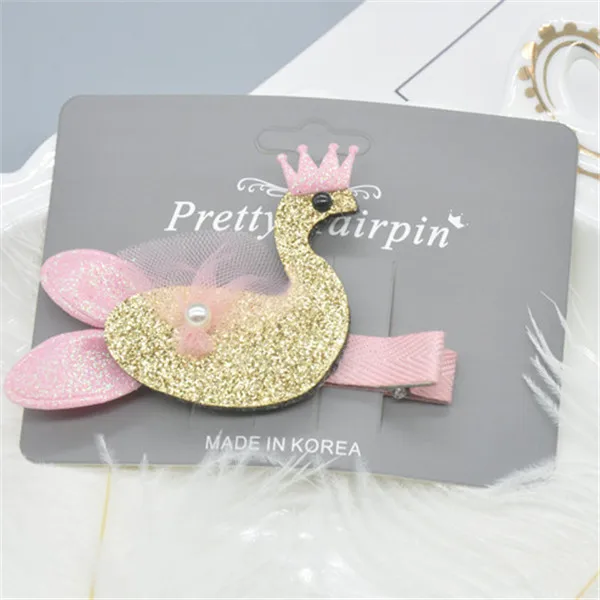 gold swan 15 шт./партия, новые милые детские шпильки для волос, блестящие заколки для волос, сердце, лебедь, головной убор, головной убор для волос, детские заколки для волос - Цвет: gold swan