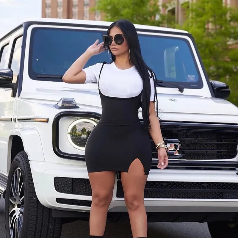 ^*Best Offers Mooie Sexy Vrouwen Split 2 Delige Set Mooie Zomer Korte Mouwen Top Mini Jurk Pak Effen Outfits Jurk Trainingspak ^*Best Offers Mooie Sexy Vrouwen Split 2 Delige Set Mooie Zomer Korte Mouwen Top Mini Jurk Pak Effen Outfits Jurk Trainingspak