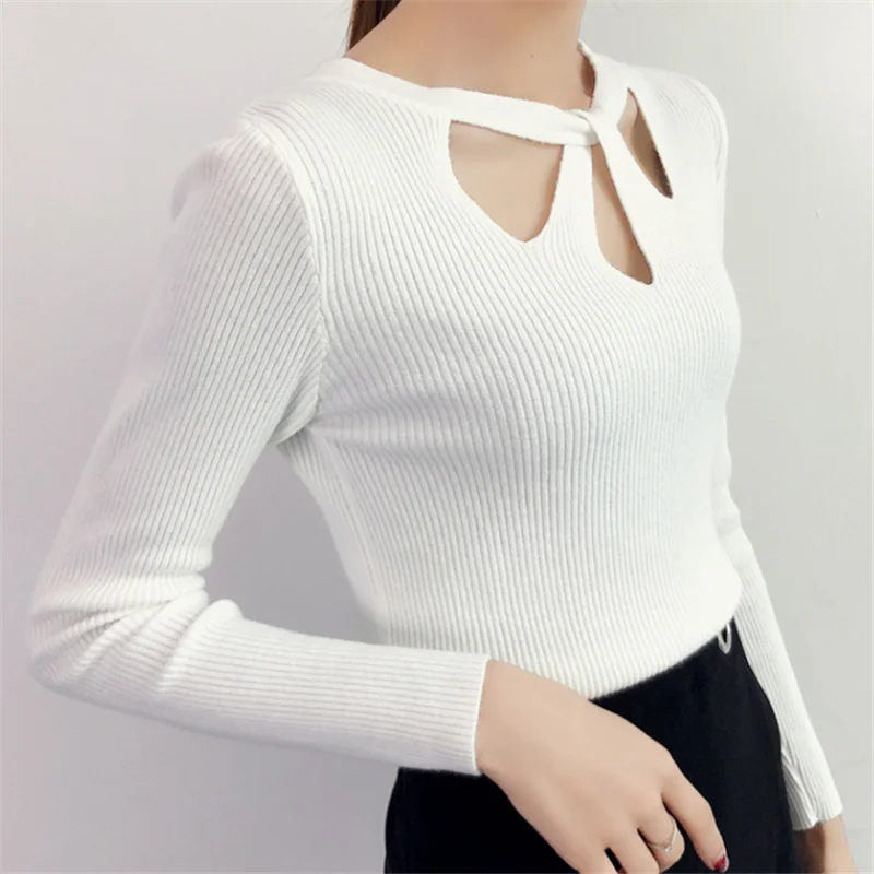 

Women Sweater Winter Knitted Sweater Korean Fashion Women Hollow Out V Neck Sweaters Women Sweaters and Pullovers Plus Size