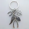 Fashion New Hand Fatima Wings Clover Good Luck Horseshoe Fish Bone Pendant Key Chain Ring Keychain Package Decoration Gift 1pcs ► Photo 2/5