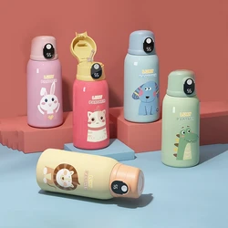 Gobelet d'alimentation en paille pour bébés, 500ml, imprimé dessins animés, Thermos, soins pour bébés, sangle d'épaule 