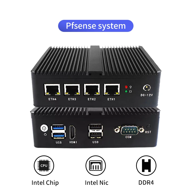 Безвентиляторный мягкий маршрутизатор Intel Gemini Lake Celeron J4105 J4125 четырехъядерный