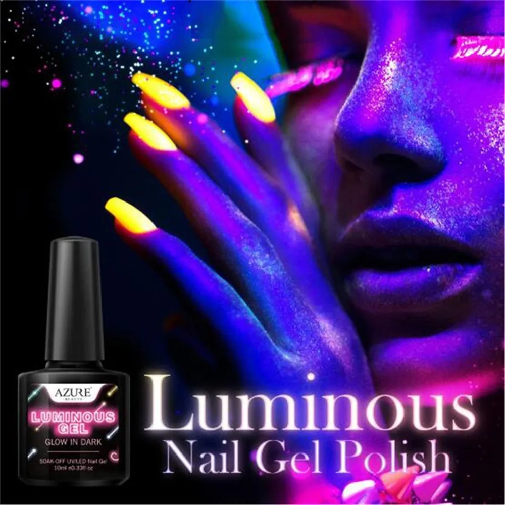 

8 Colors Glow In Dark Fluorescent Neon Luminous Uv LED Soak Off Gel Varnish Lighting In Night Semi Permanent Varnish Enamel Tool