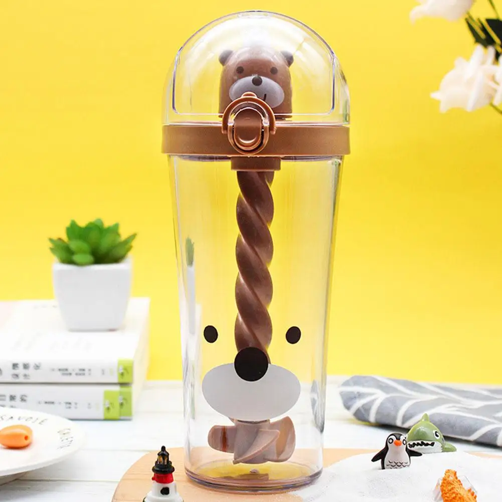 Little brown bear Ни один милый мультфильм животных соломы пластиковые чашки смешивания чашки - Цвет: Little brown bear