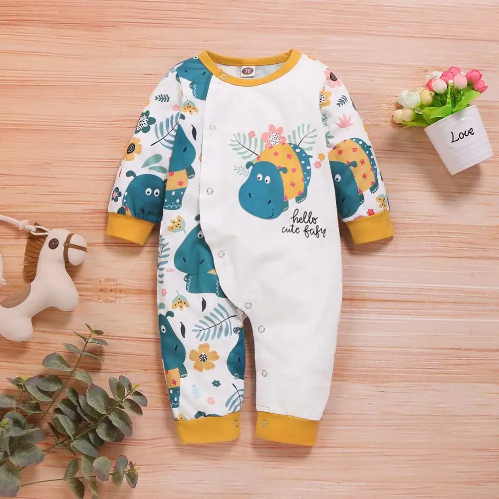 Baby Rompers for Boys Girls One Piece Jumpsuits Pajamas Autumn Winter Newborn Cartoon Clothes Outfits Long Sleeves Toddler 0-18M