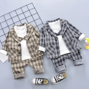 

2020 Suit Spring New Boy Baby Korean Checkered Suit 3-Piece