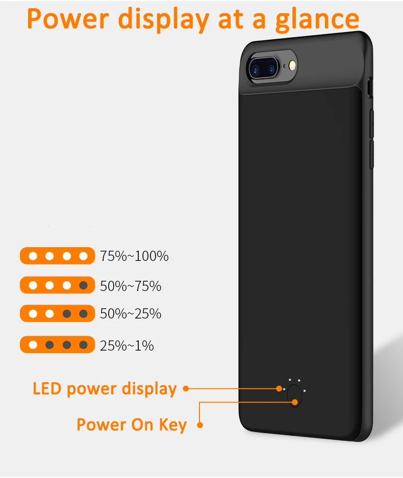 JAVY портативное зарядное устройство для iPhone 6, 6 S, 7, 8 Plus, чехол для зарядного устройства для iPhone X, S, ультра тонкая зарядка, power ban