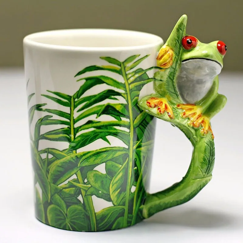 Новая ручная роспись 3D кружка с животными лягушка керамическая чашка с мультяшными животными ребенок как чашка