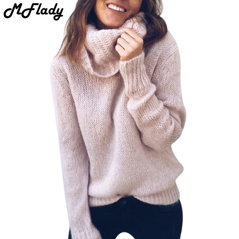 MFlady Turtleneck Sweater Women Loose 