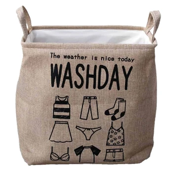 

Linen Fabric Toys Organizer with Handles Laundry Basket Storage Baskets Containers Storage Boxes Cosmetic Stationery Organizer