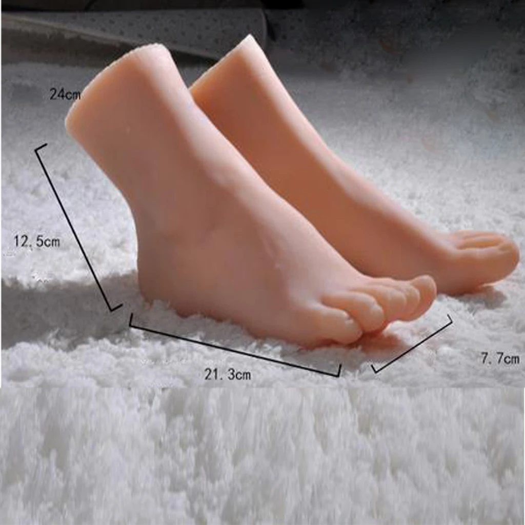 1 Pair Lifesize Mannequin Foot Female Model Foot Display Left and Right False Nail Art Foot Display for Socks Silicone Mannequin