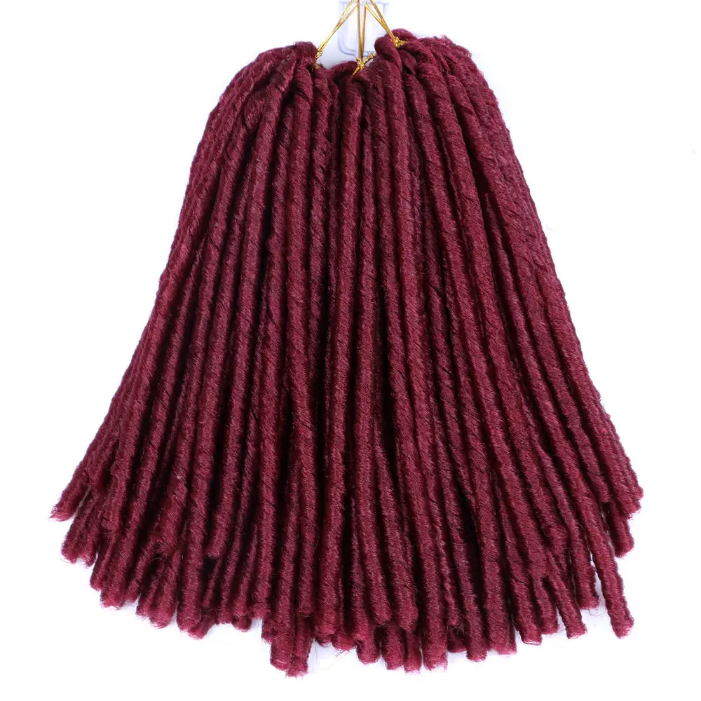 # Бордовый Mtmei волосы 1" мягкие locs крючком волосы мягкие дреды, косы волос богиня искусственные локоны в стиле Crochet волосы удлинения прямые мягкие волосы - Цвет: # Бордовый