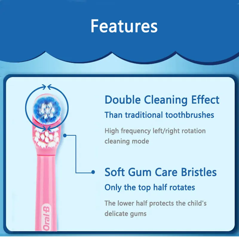 Oral B Kids Electric Toothbrush Soft Bristle Waterproof Powered by 1 AA Battery Gum Care Oral Hygiene Teeth Bush For Children Oral B Kids Electric Toothbrush Soft Bristle Waterproof Powered by 1 AA Battery Gum Care Oral Hygiene Teeth Bush For Children