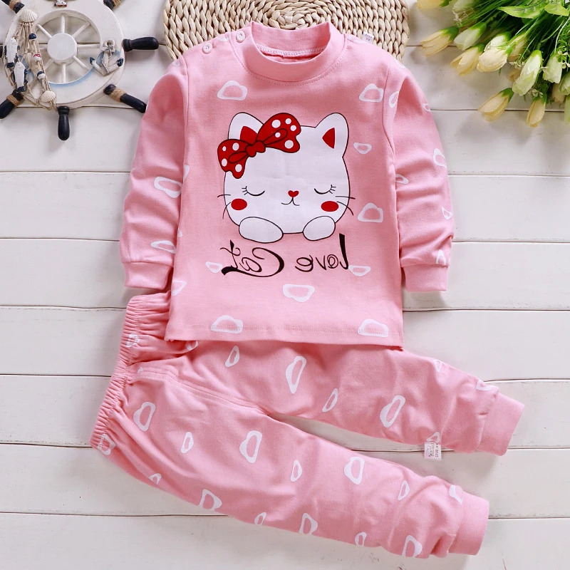

Children Cat Pajamas for Kids Winter Infant 100 Cartoon Sleepwear Pyjamas Sets Girls&Baby Cartoon Animal Pajamas Kids Pajama Set