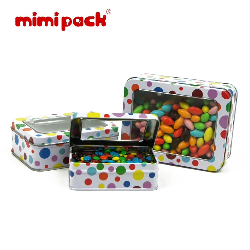 Mimipack 107x72x35 мм прямоугольные жестяные коробки с крышкой окна 4 узора контейнер для хранения открыток, набор из 24