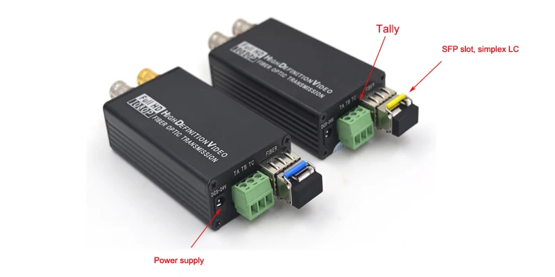 Мини HD SDI через Волоконно-Оптические медиаконвертеры, одномодовое волокно до 20 км, Tally опционально, передатчик и приемник комплект