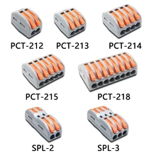 Mini conectores de cabo de fio rápido condutor compacto universal mola de emenda conector de fiação push-in bloco de terminais PCT-212