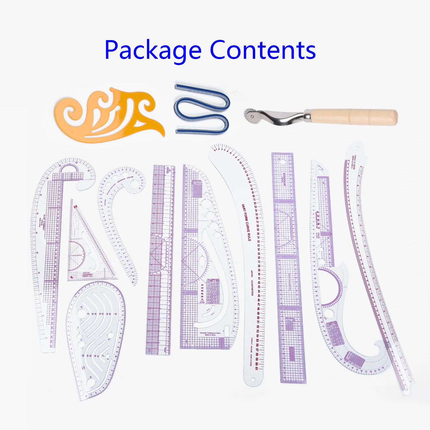 

13pcs Tailor Ruler Set Sewing Drawing French Curve Metric Ruler Tailor Kit Tool Cutting Rulers Multifunctional