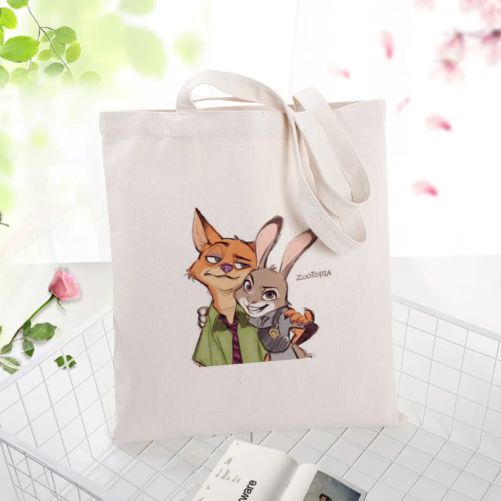 Zootopia последовательный Холст сумка ежедневного использования текст DIY пользовательский принт логотип экологический многоразовый сумка перерабатываемая сумка для покупок