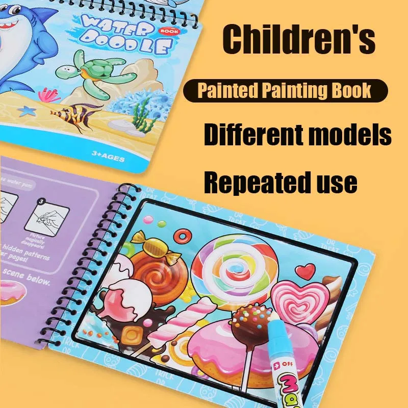 

3 Pcs Children Magic Water Drawing Book Coloring Book Doodle With Magic Pen Painting Drawing Board Enlightenment Painting Books