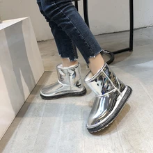 Г., новые женские зимние ботинки из лакированной кожи с плюшевой подкладкой удобные ботинки без застежки, цвет: черный, серебристый, Emu