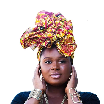 

Girls Fashion African Scarf Print Turban Knot Headband Cotton Hair Accessories for Women Head Band Wrap Headtie Ankara Costumes