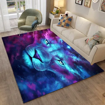 

Cartoon Tiger Wolf Unicorn Animal 3D Carpet Living Room Table Mat Waterproof Non-slip Flannel Carpet Kids Bedroom Door Floor Rug