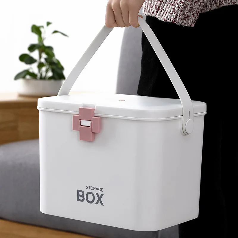 

Household Large Capacity Double-layer Portable Emergency Medical Box First-aid Kit Drug Storage Medicine Box Send Small Pill Box
