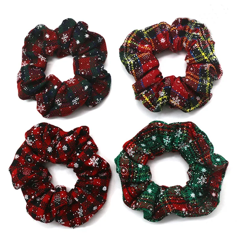

1 pc Snow Pattern Creative Christmas Elastic Large Hair Ring Scrunchie Ponytail Holder Hair Ties Girls Chic Festival Accessories