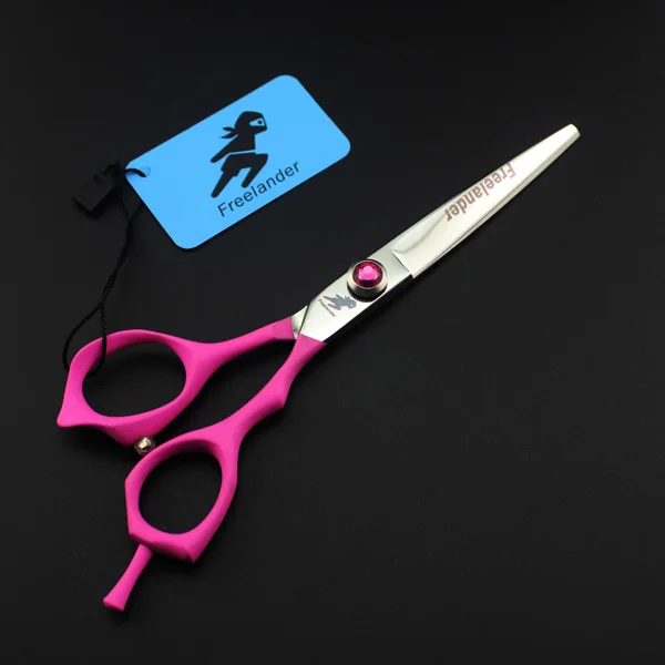 cutting scissors " бритвенное лезвие розовая эластичная ручка 440C ножницы для стрижки волос Парикмахерские ножницы парикмахер coiffeur sissors - Цвет: cutting scissors