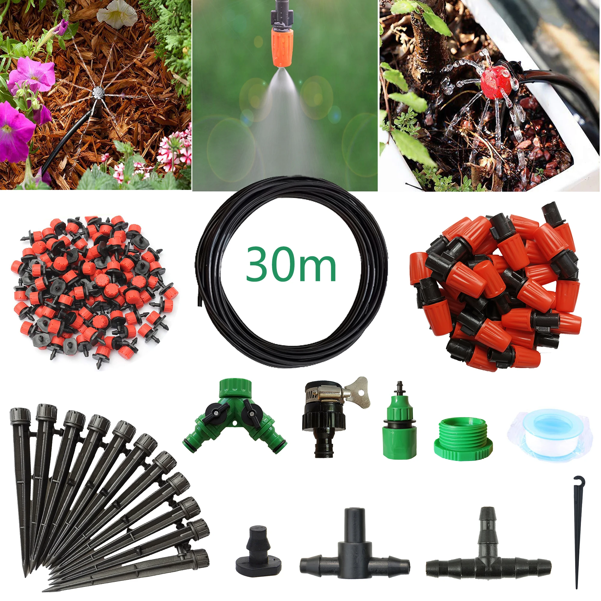 

Drip Irrigation Kit;DIY Patio Plant Watering Kit;Garden Irrigation System;Misting Cooling System with Mister Nozzle Sprinkler fo