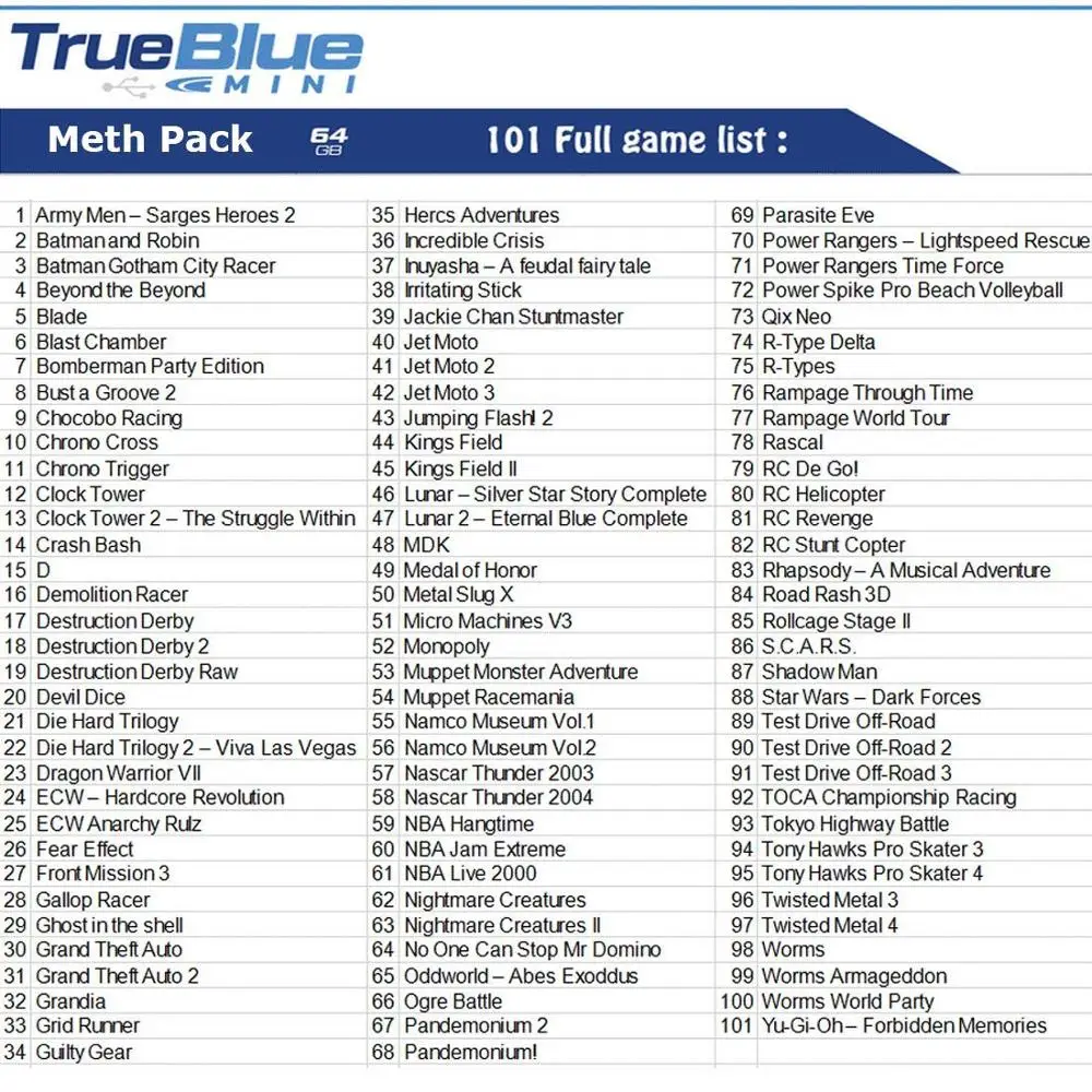 2 Players V2 64GB True Blue Mini Meth Pack для PlayStation Classic Games & Accessories 101 Games|Запасные части| |