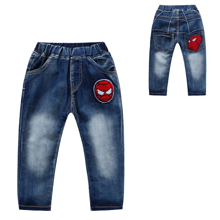 

Manufacturers Direct Selling BOY'S Denim Trousers Big Boy New Style Foreign Trade Autumn And Winter Cartoon Spider-Man Crawler a