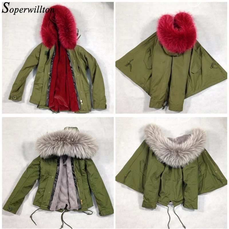 Soperwillton, зимняя куртка, Женская парка,, натуральный мех енота, воротник, армейский зеленый, пальто с капюшоном, утолщенная, теплая, съемная подкладка