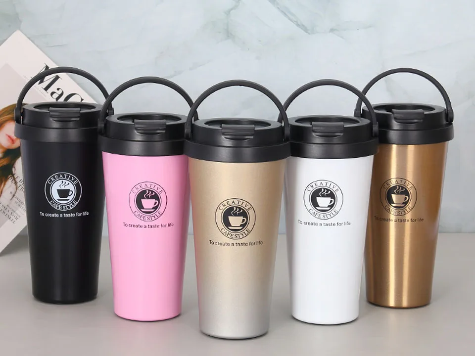 500Ml Insulated Mug Cup Pattern Leak-Proof Stainless Steel Vacuum Coffee Cup For Travel
