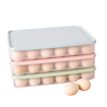 

2020 New Stylish 24 Grid Egg Storage Box Refrigerator Food Protection Box Container Fresh-Keeping Container Cover