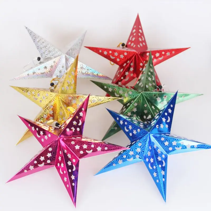 Лазерная бумага Трехмерная пятиконечная звезда кулон праздничное украшение для потолка