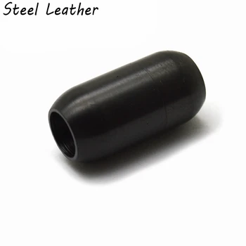 

Engrave Logo 10pcs/lot Hole: 6mm Stainless Steel Magnetic Clasp matte Black Magnet Hook Fit Leather Bracelet Jewelry Making DIY