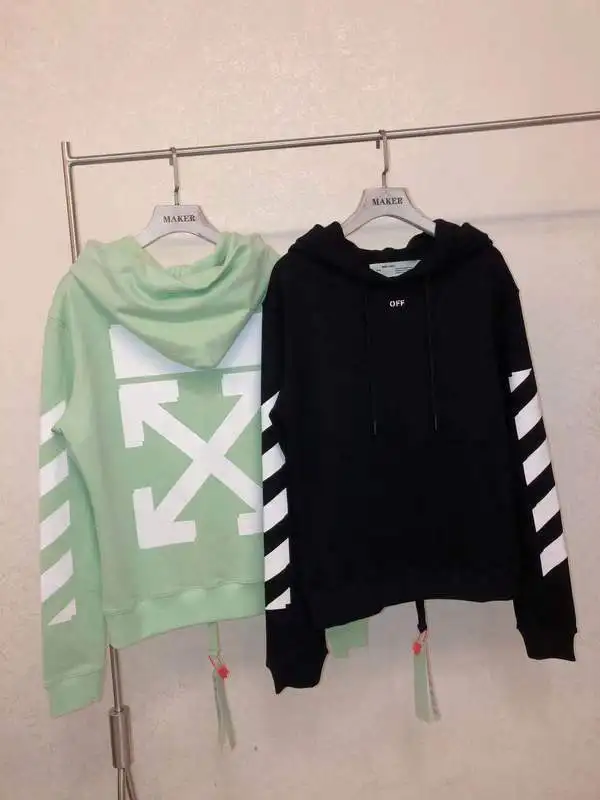 19ss Off-White OW для мужчин и женщин унисекс для влюбленных стрела косая полоска модная повседневная хлопковая толстовка с капюшоном Свободная куртка с капюшоном