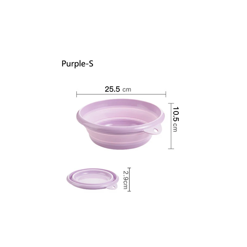 Термоусадочная раковина, портативная складная силиконовая насадка для лица, для путешествий, большая, компрессионная, для дома, студенческого общежития, пластиковая, для мытья ног, для белья - Цвет: purple S
