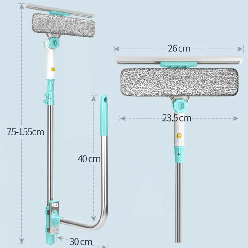 Telescopic Window Cleaner Hobot Building Retractable Pole Window Device Washing Dust Brush Double Faced Glass Spin Scraper Wiper