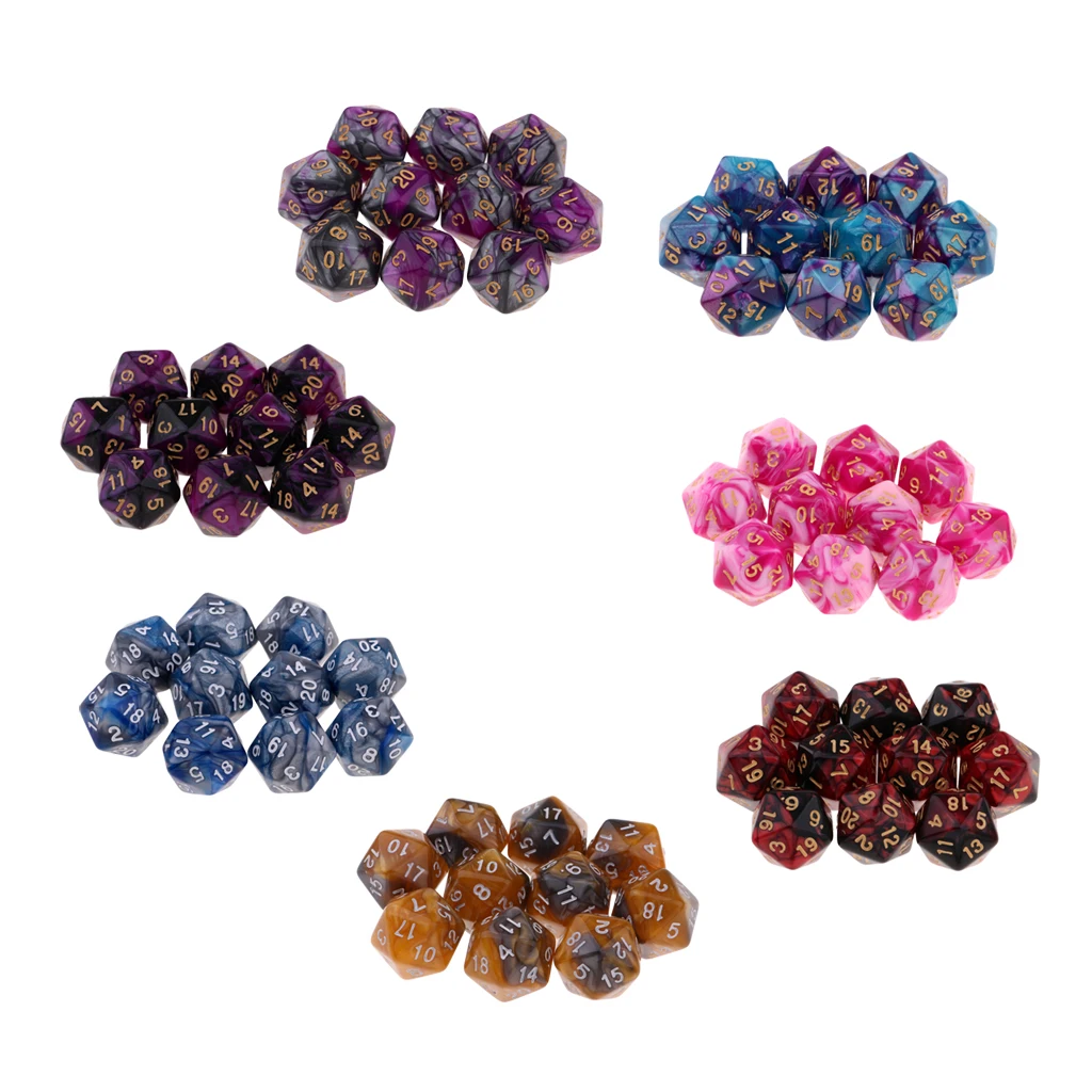 10pcs 20-Sided Dice Polyhedron Dices for D&D TRPG Cup Game TRPG Game Lovers