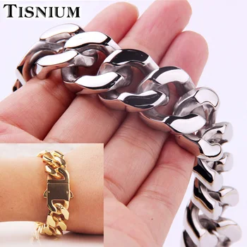 

Tisnium Heavy Man Bracelet Curb Cuban Link Chain Holiday Gift Steam Friend Style Jewelry Hip-Hop Boys Accessories Goth Wholesale
