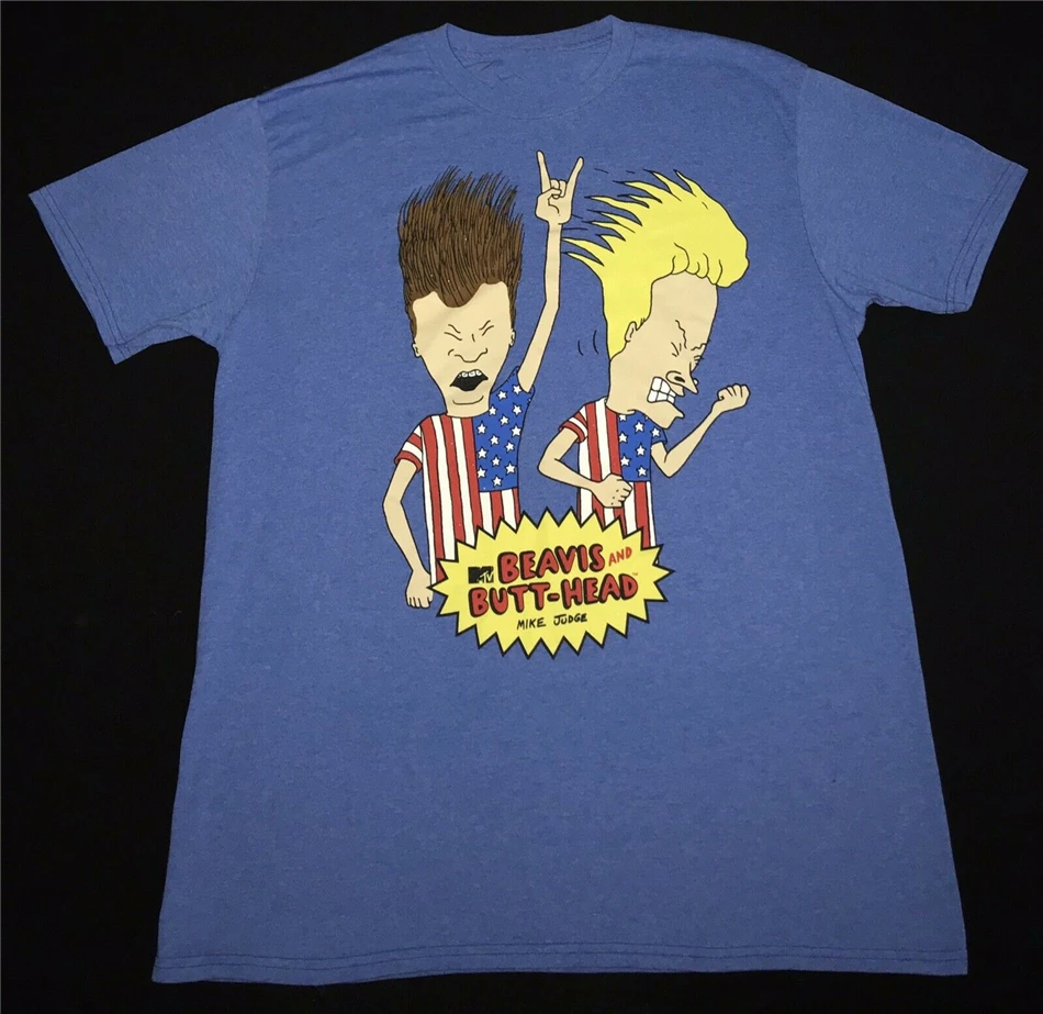 Mtv Beavis And Butthead Mike Judge Флаг США Air Guitar мужская синяя футболка большая Ретро с круглым