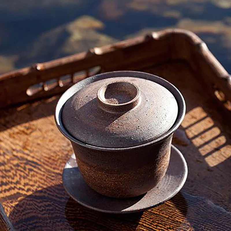 Натуральная НЕОБРАБОТАННАЯ руда, грубая керамика Gaiwan, ручная работа, керамический Tureen, чайный набор кунг-фу, чайный горшок, чашка в китайском стиле, мастер чашки, чайная посуда