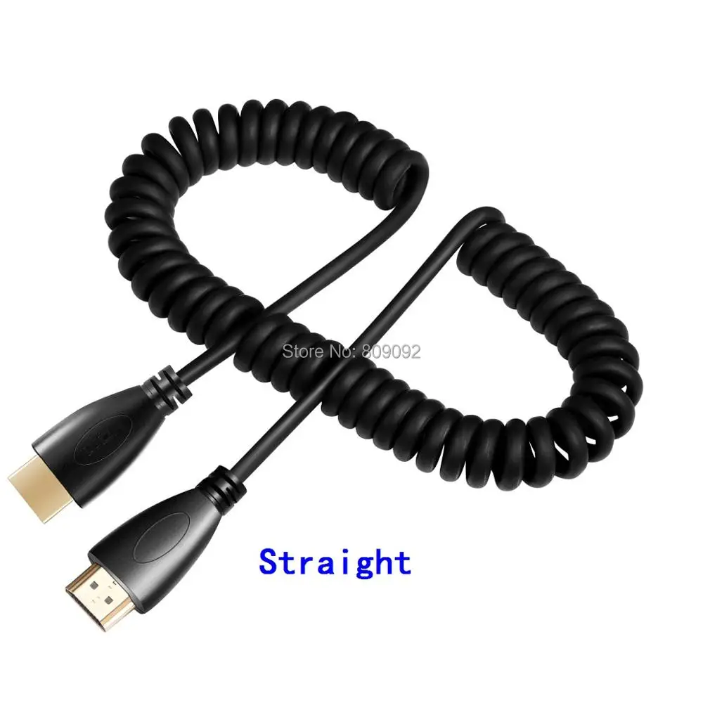 HDMI Male Plug to HDMI Male Plug Stretch Spring Cable for SLR Camera Black 